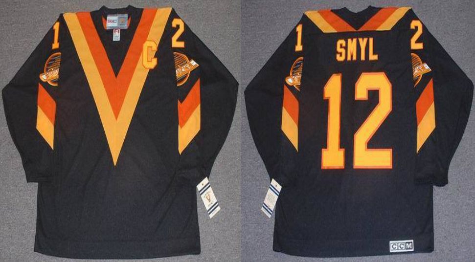 2019 Men Vancouver Canucks #12 Smyl Black CCM NHL jerseys